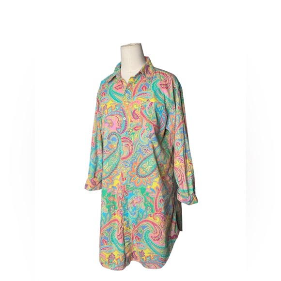Lauren Ralph Lauren Vibrant Paisley Shirt – Multicolor Button Front Tunic - Picture 5 of 8